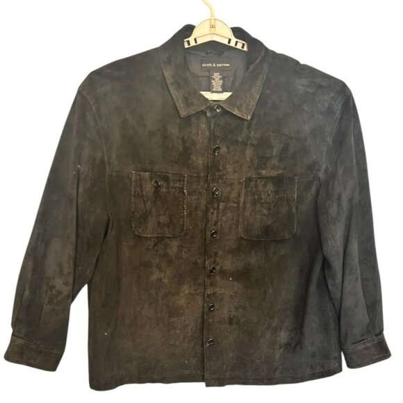 Croft & Barrow Mens Large Jacket Suede Button Front Pockets Casual Shacket - Picture 1 of 11